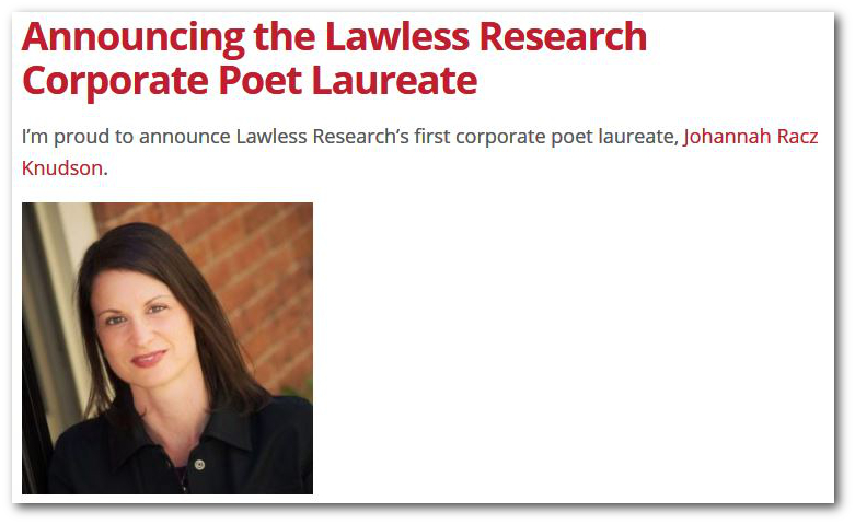 Corporate Poet Laureate Johannah Racz Knudson